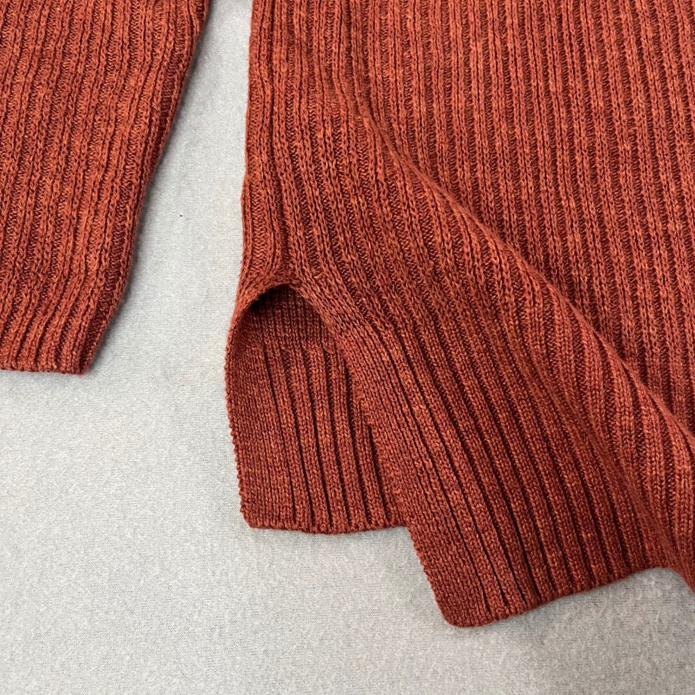 Faherty Miramar smoked paprika Linen Organic Cotton Ribbed Polo Sweater L Womens - Picture 11 of 12